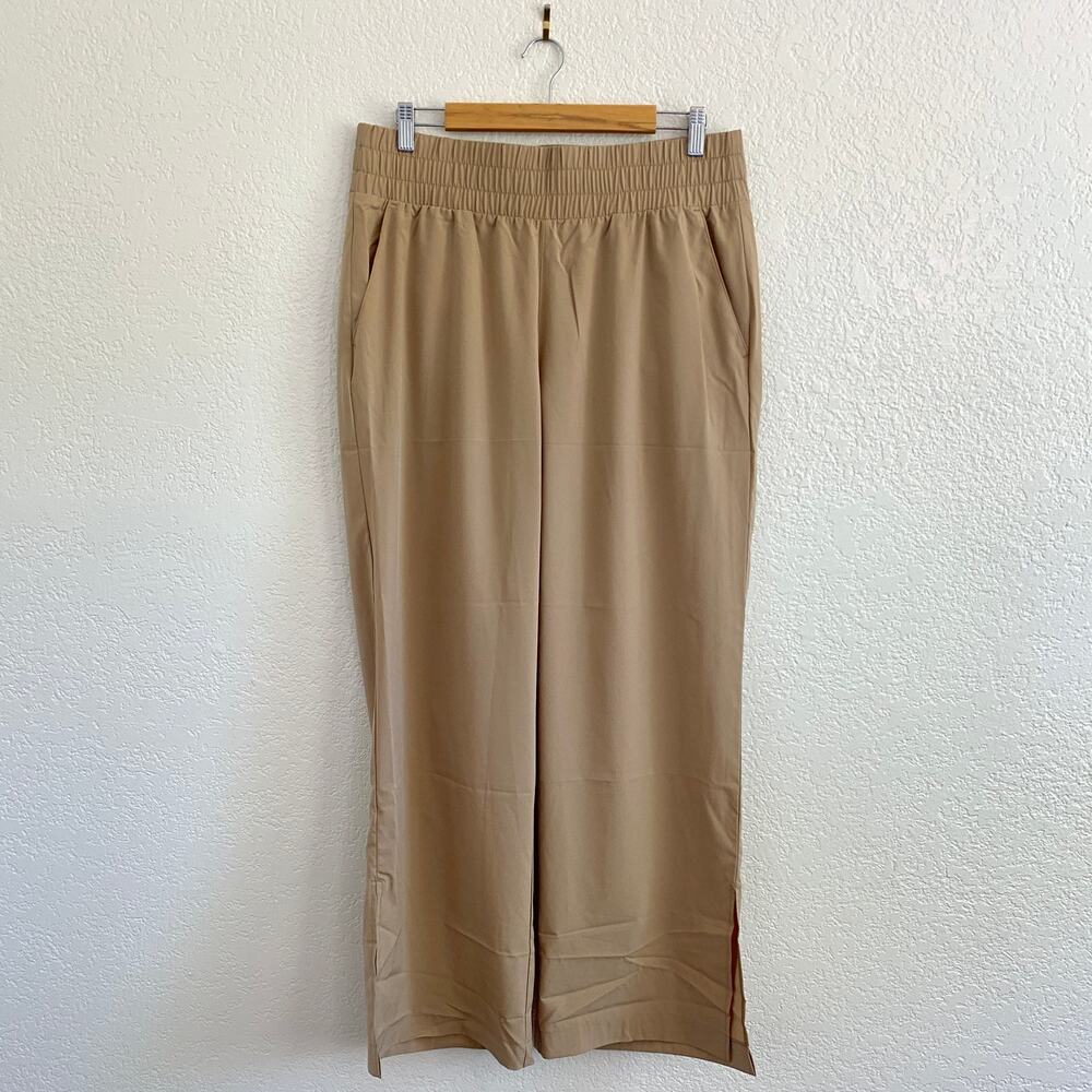 GapFit Runaround Pants Pecan Tan Relaxed Wide Leg Pull-On Split Ankle Womens Lrg - Picture 4 of 10